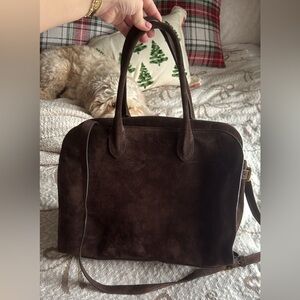 Brown Suede Tote Bag